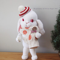 Amigurumi White Lop Bunny in Autumn Fashion  白い垂れ耳うさぎの秋のファッション